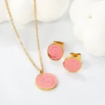 Lollipop pink gold jewellery set Kenya - necklace and earrings