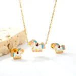 Unicorn gold jewellery set Kenya - necklace and earrings
