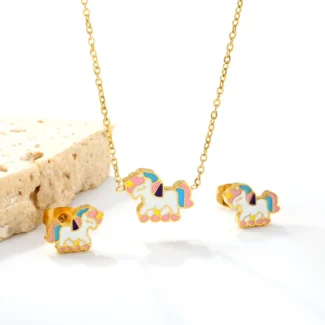 Unicorn gold jewellery set Kenya - necklace and earrings