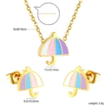 Umbrella gold jewellery set Kenya - necklace and earrings