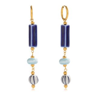 Blue Ceramic Drop Earrings