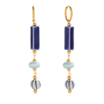 Blue Ceramic Tassel Drop Earrings