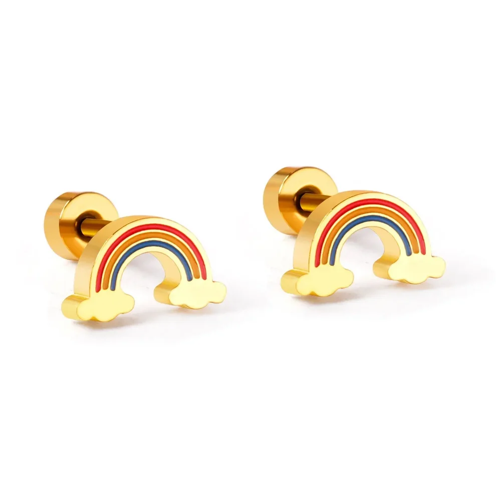 Rainbow cloud gold stud earring Kenya