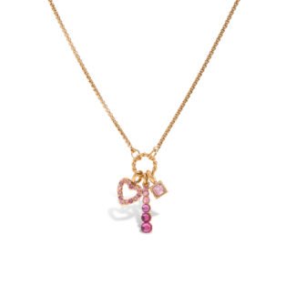 3 in 1 Pink Zircon Charms Pendant Necklace