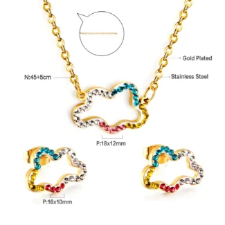 Rainbow cloud crystal gold jewellery set Kenya - necklace and earrings