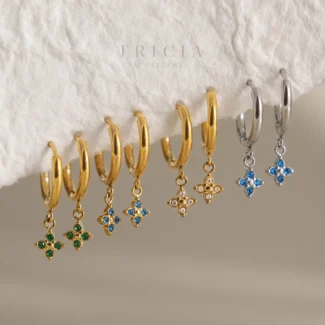 Lana Drop Huggies gold crystal flower hoop earrings Kenya